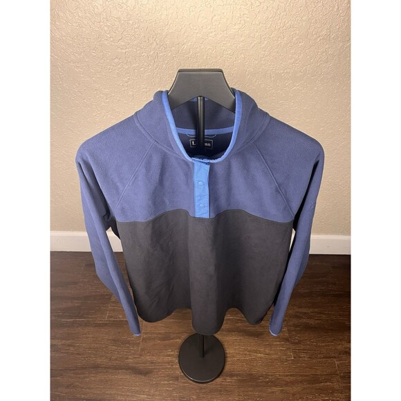 L.L. Bean Fleece Sweater Womens Large Blue Colorblock 1/4 Snap Outdoor Cabincore - Picture 3 of 9